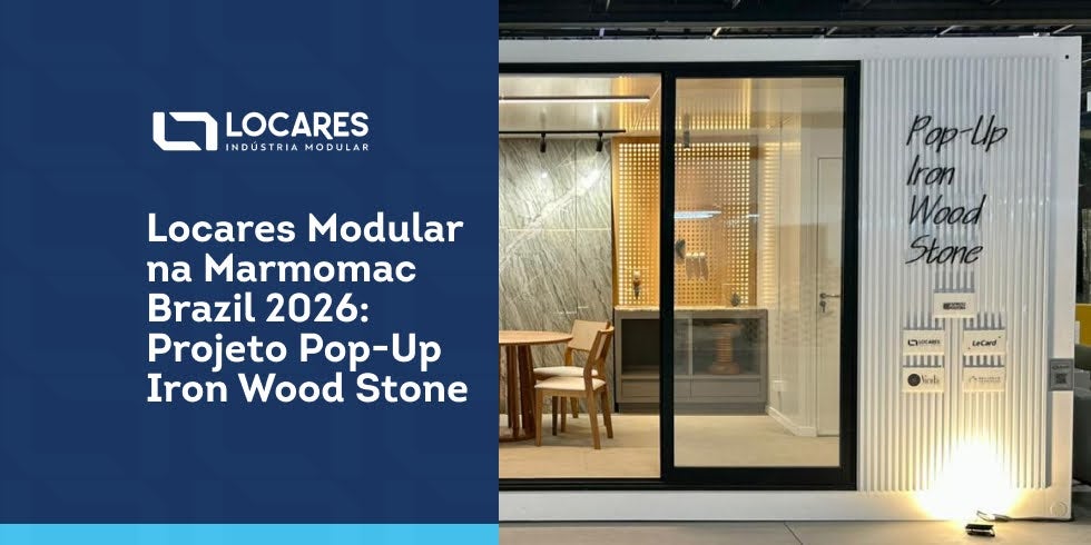 Locares Modular na Marmomac Brazil 2026: Projeto Pop-Up Iron Wood Stone